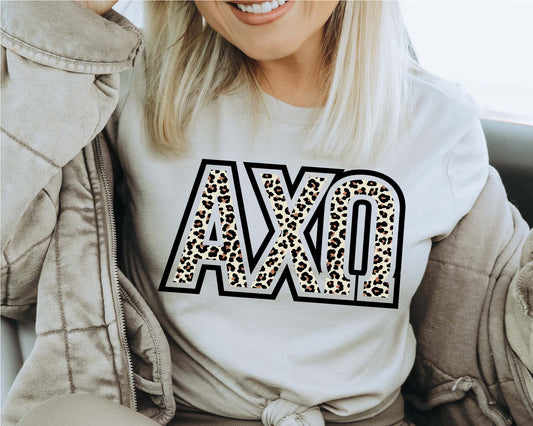 Alpha Chi Omega Safari Style Letters Sorority T-shirt _ 30435g
