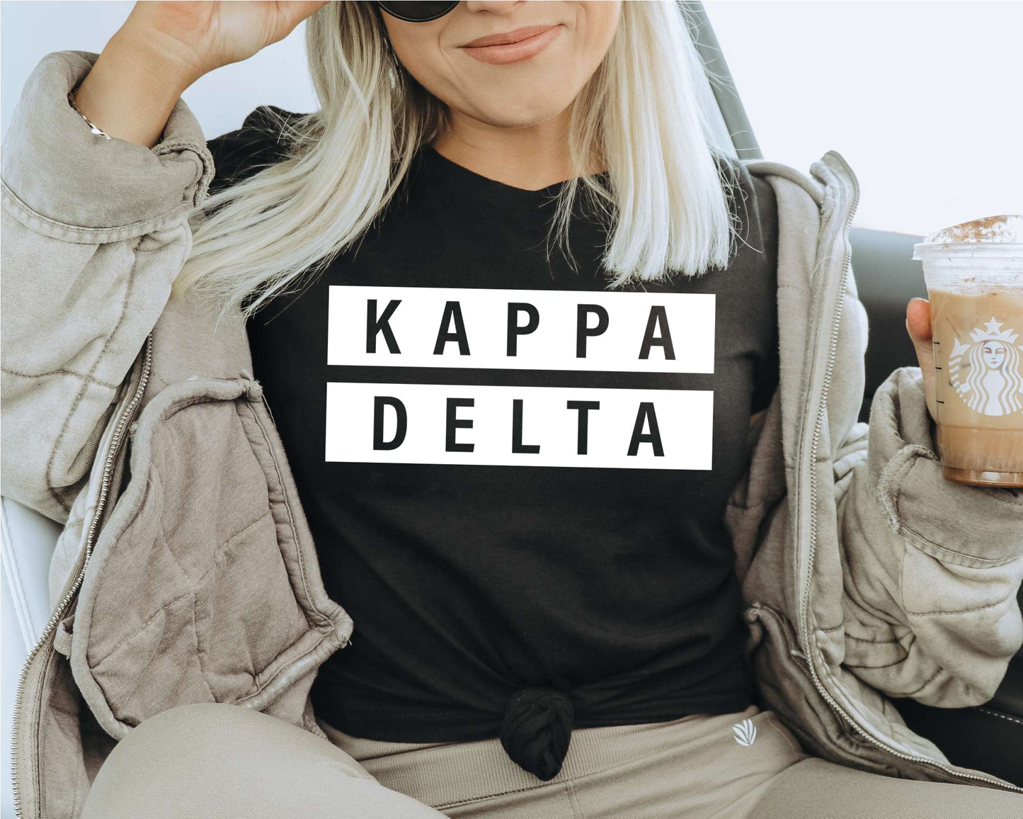 Kappa Delta Faded White Box Sorority T-shirt _ 3349g