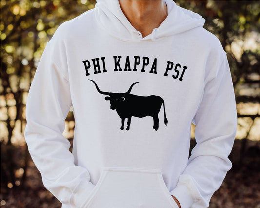 Phi Kappa Psi Long Horn Fraternity Hoodie _ 1539g