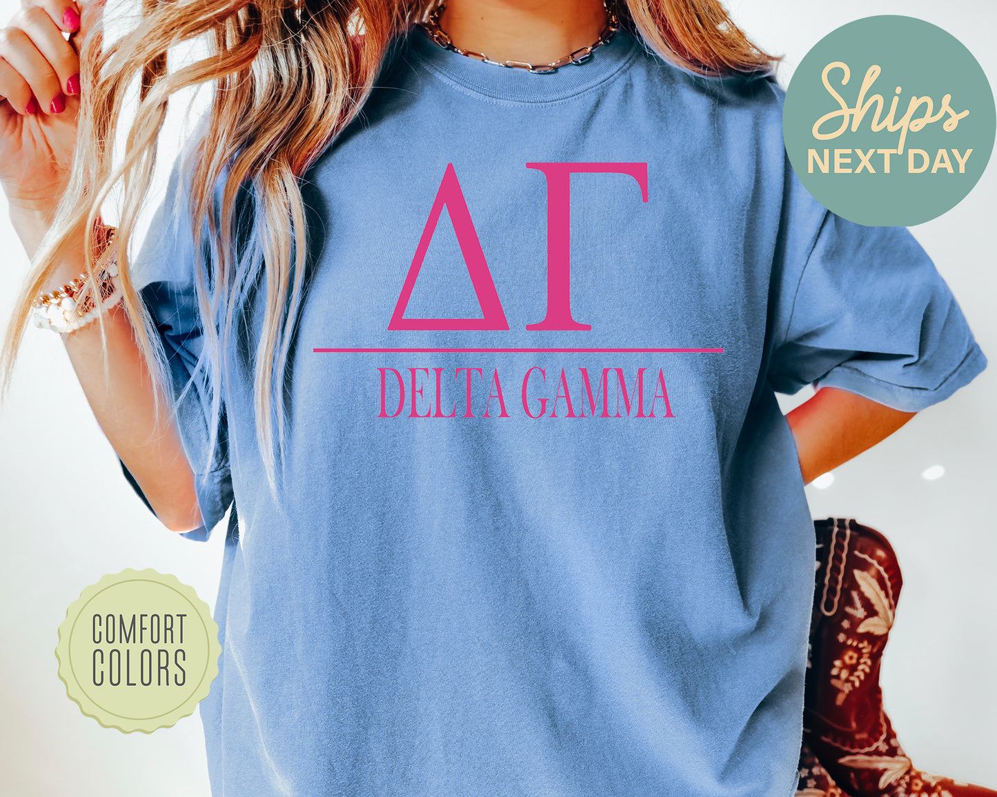 Delta Gamma Loud Letters Comfort Colors Sorority T-shirt _ 477g