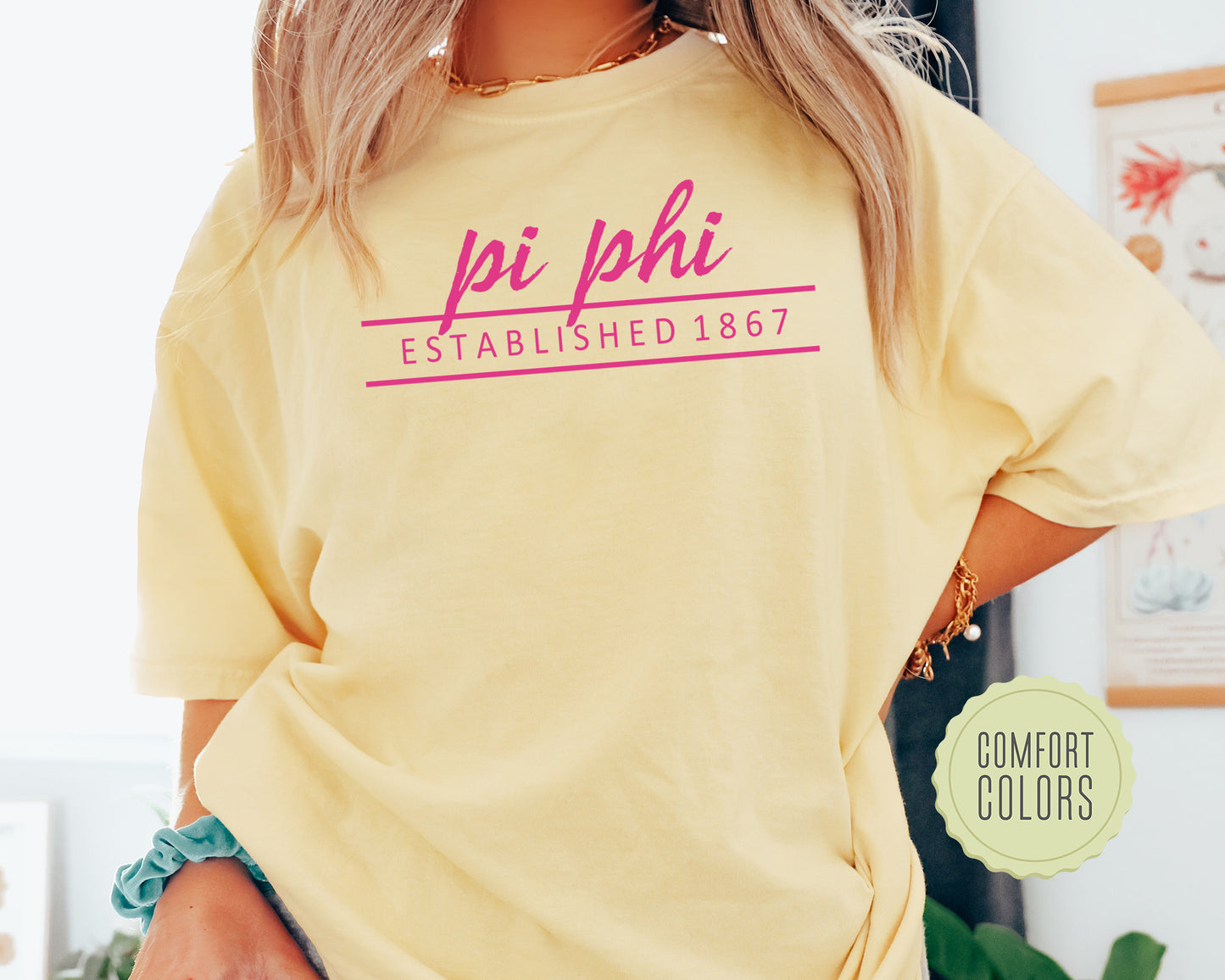 Pi Beta Phi All Pink Comfort Colors Sorority T-shirt _ 772g
