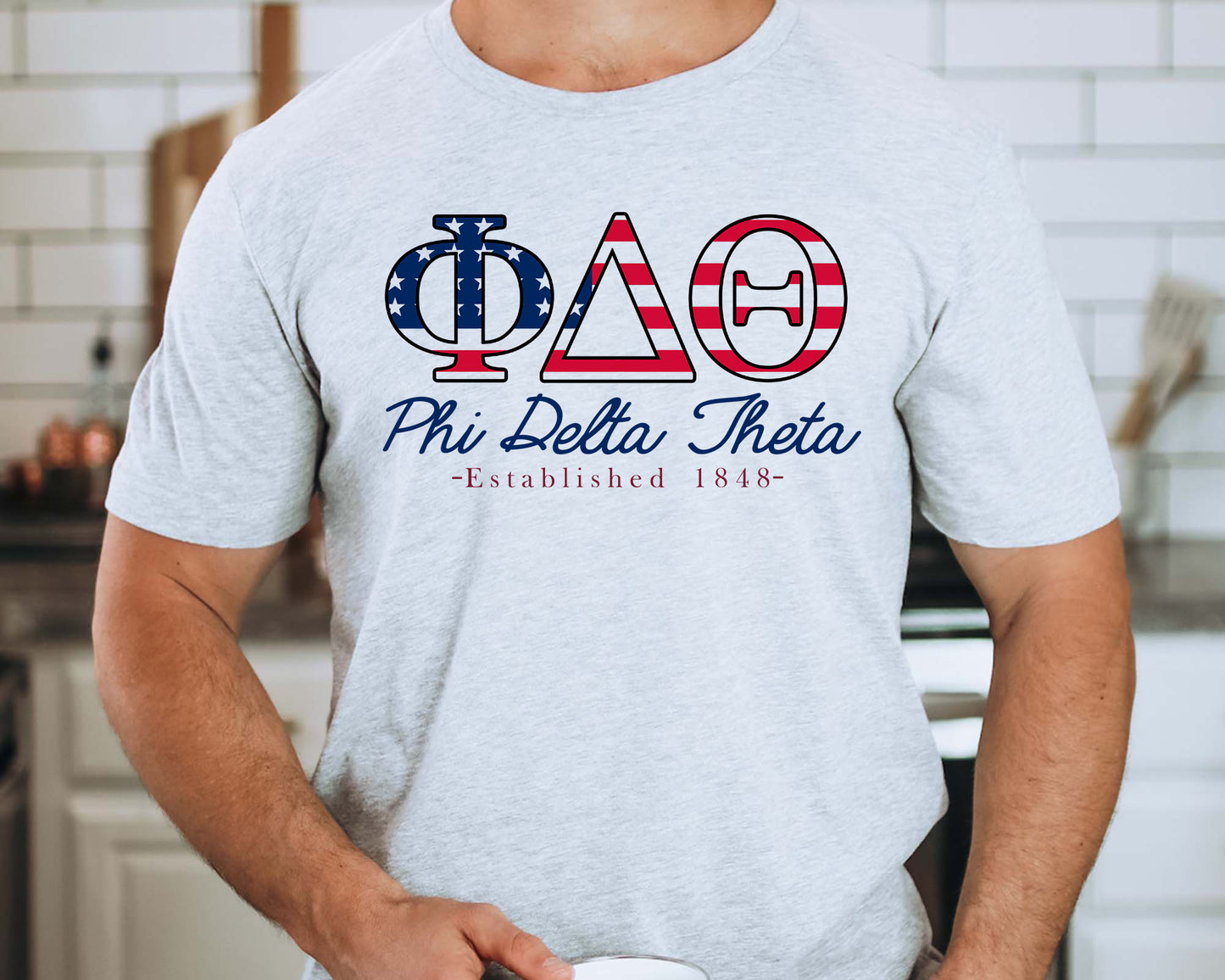 Phi Delta Theta American Flag Letters Fraternity T-shirt _ 1169g