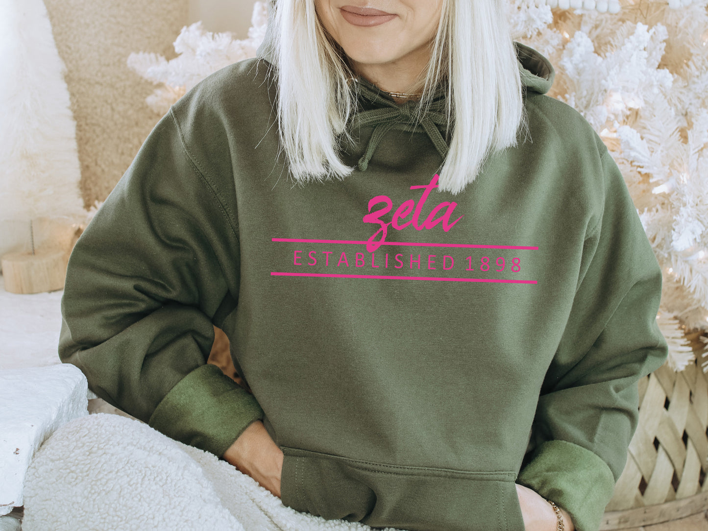 Zeta Tau Alpha All Pink Sorority Hoodie _  777g