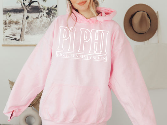 Pi Beta Phi Stencil Stacked Sorority Hoodie _ 2154g
