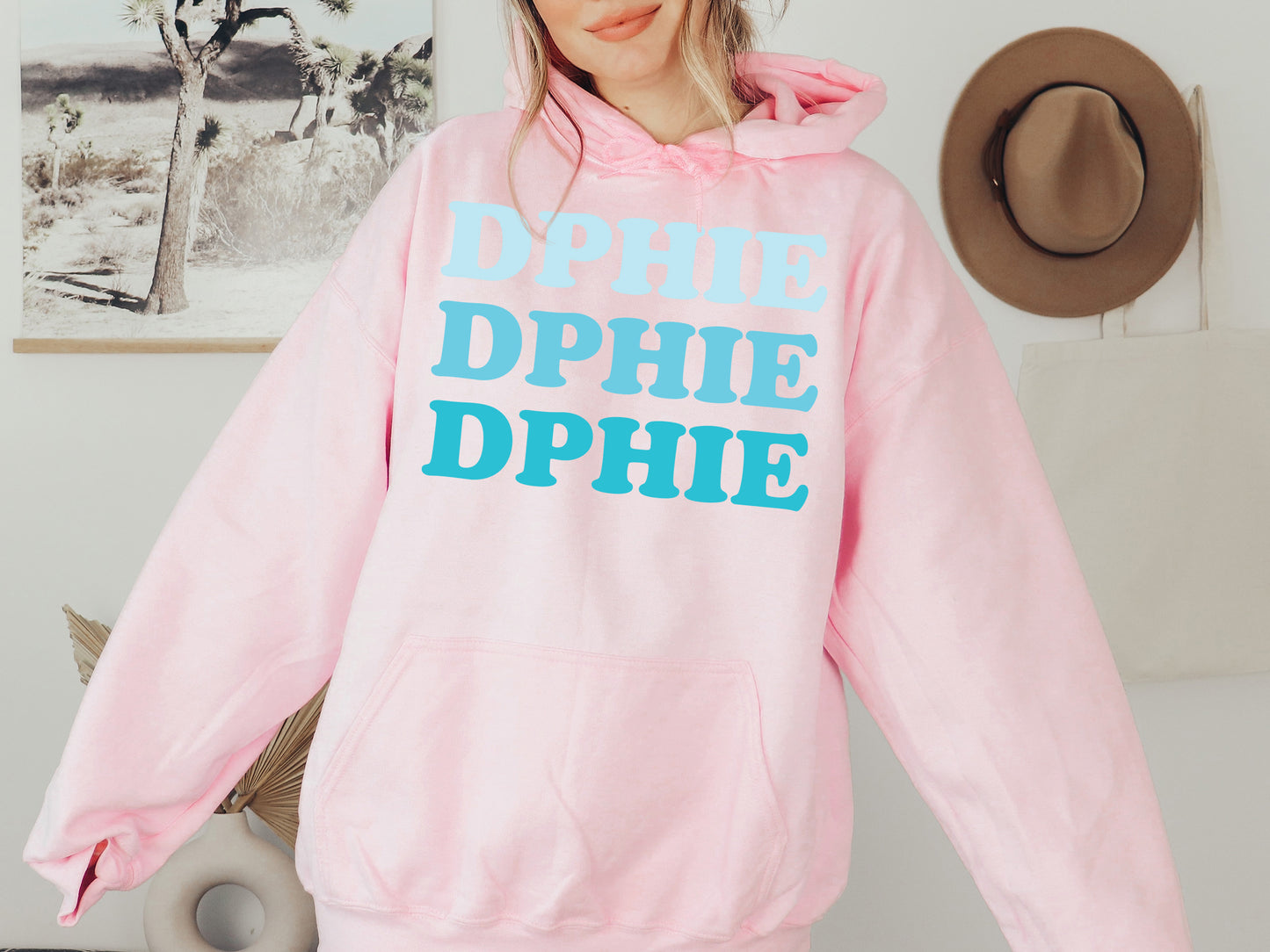 Delta Phi Epsilon Touch of Blue Sorority Hoodie _ 2589g