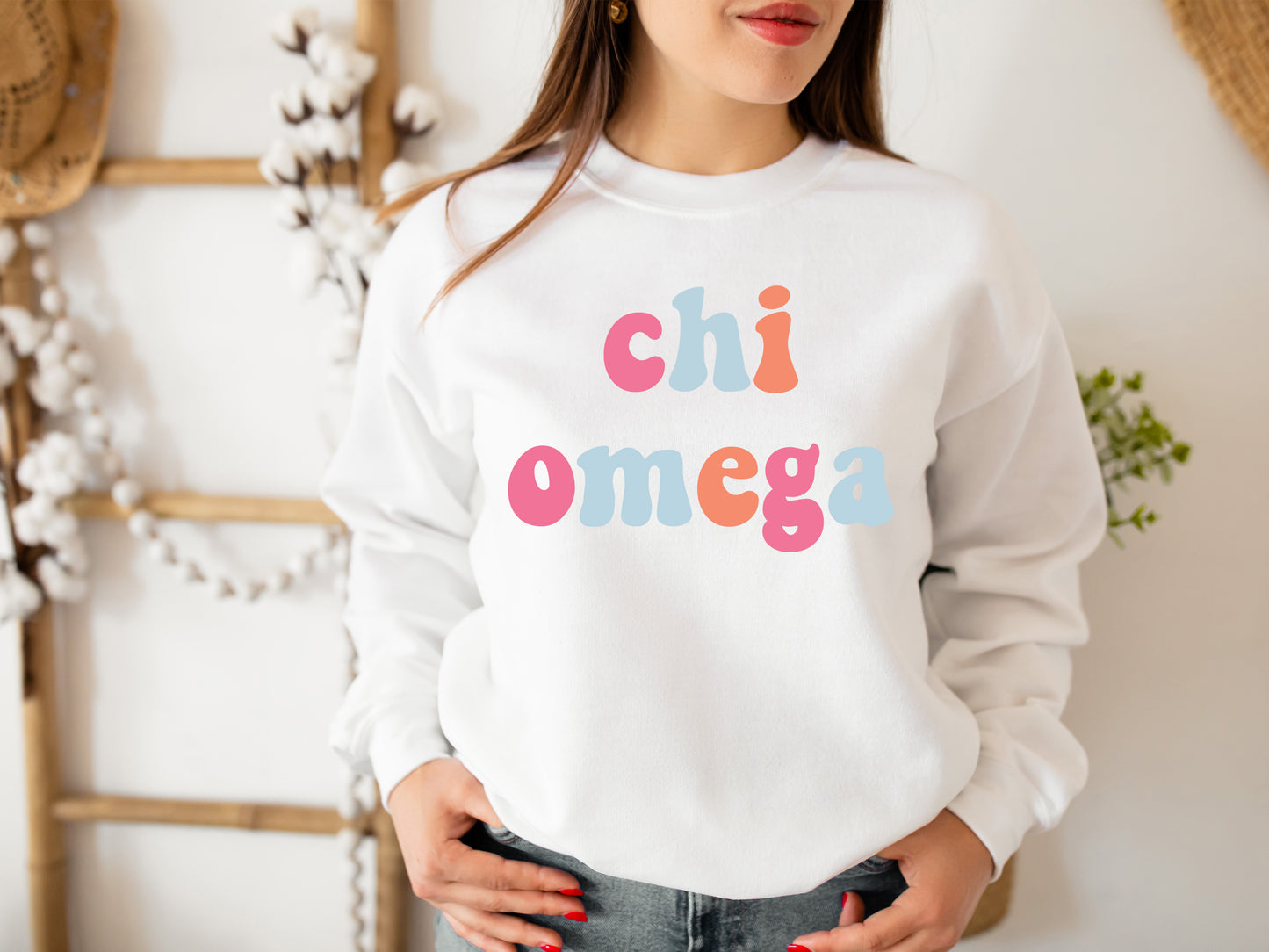 Chi Omega Vividly Vibrant Sorority Sweatshirt _ 3158g