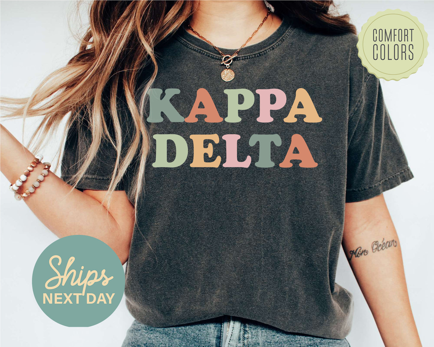 Kappa Delta Bright and Proud Comfort Colors Sorority T-shirt _ 430g
