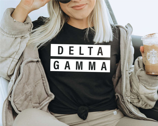 Delta Gamma Faded White Box Sorority T-shirt _ 3344g