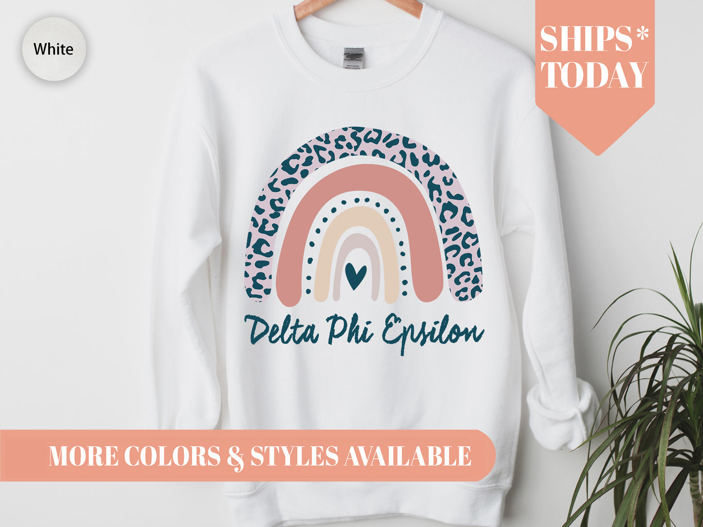 Delta Phi Epsilon Greek Rainbow Sorority Sweatshirt _ 2745g