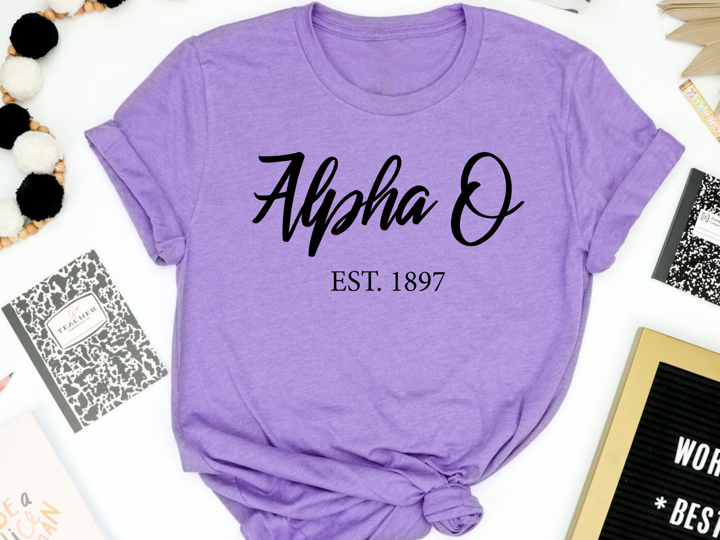 Alpha Omicron Pi Black Flowy Sorority T-shirt _ 81g