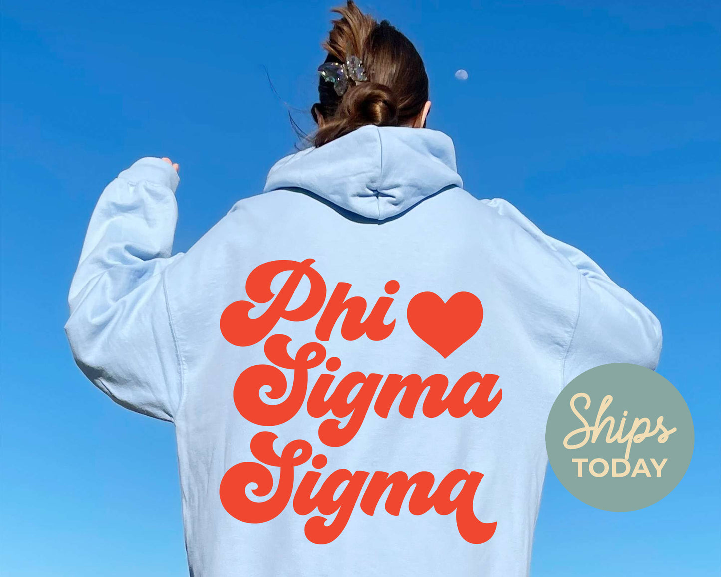 Phi Sigma Sigma Red Heart Sorority Hoodie _ 33365g