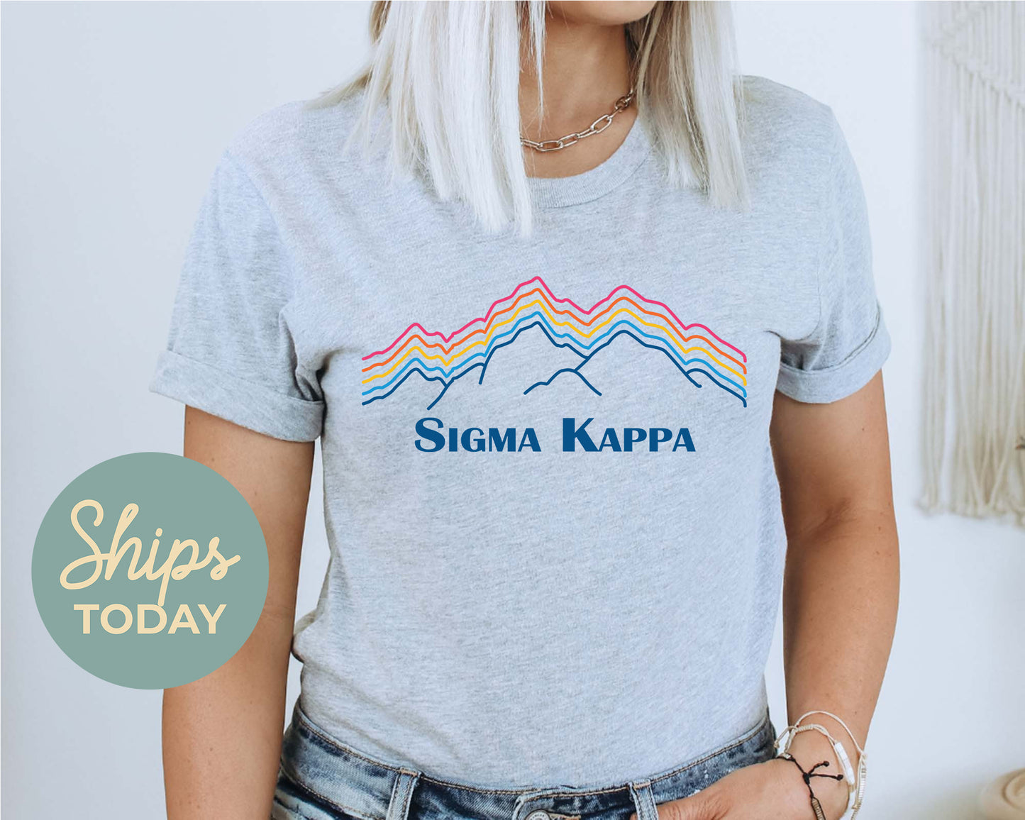 Sigma Kappa Rainbow Mountains Sorority T-shirt _ 2651g
