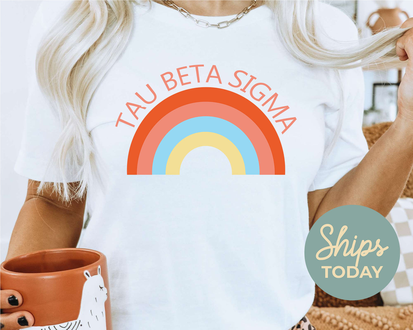 Tau Beta Sigma Colorful Rainbow Sorority T-shirt _ 3466g