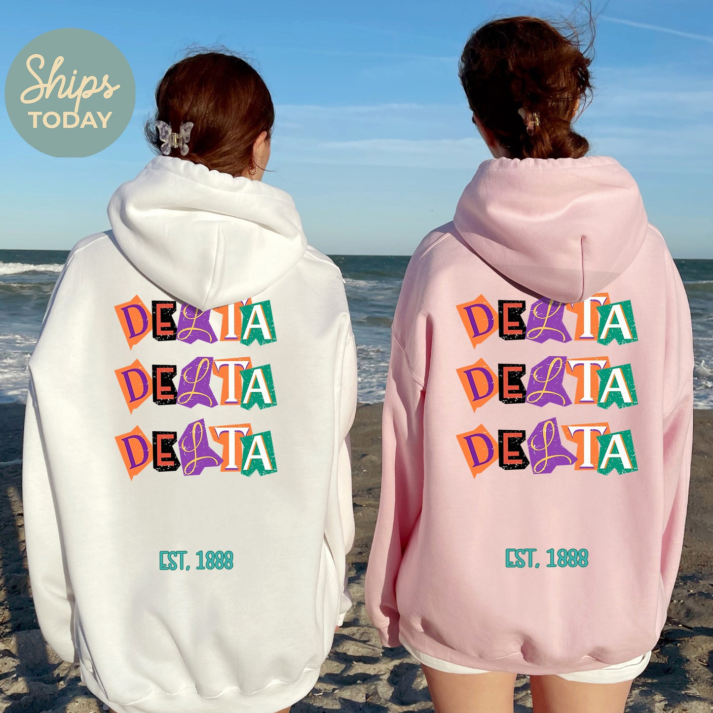Delta Delta Delta Letter Cuts Sorority Hoodie _ 35897g
