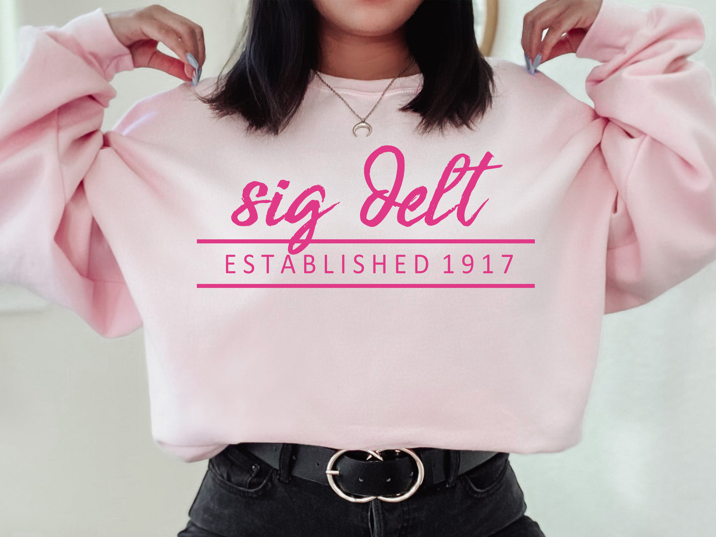 Sigma Delta Tau All Pink Sorority Sweatshirt _  773g