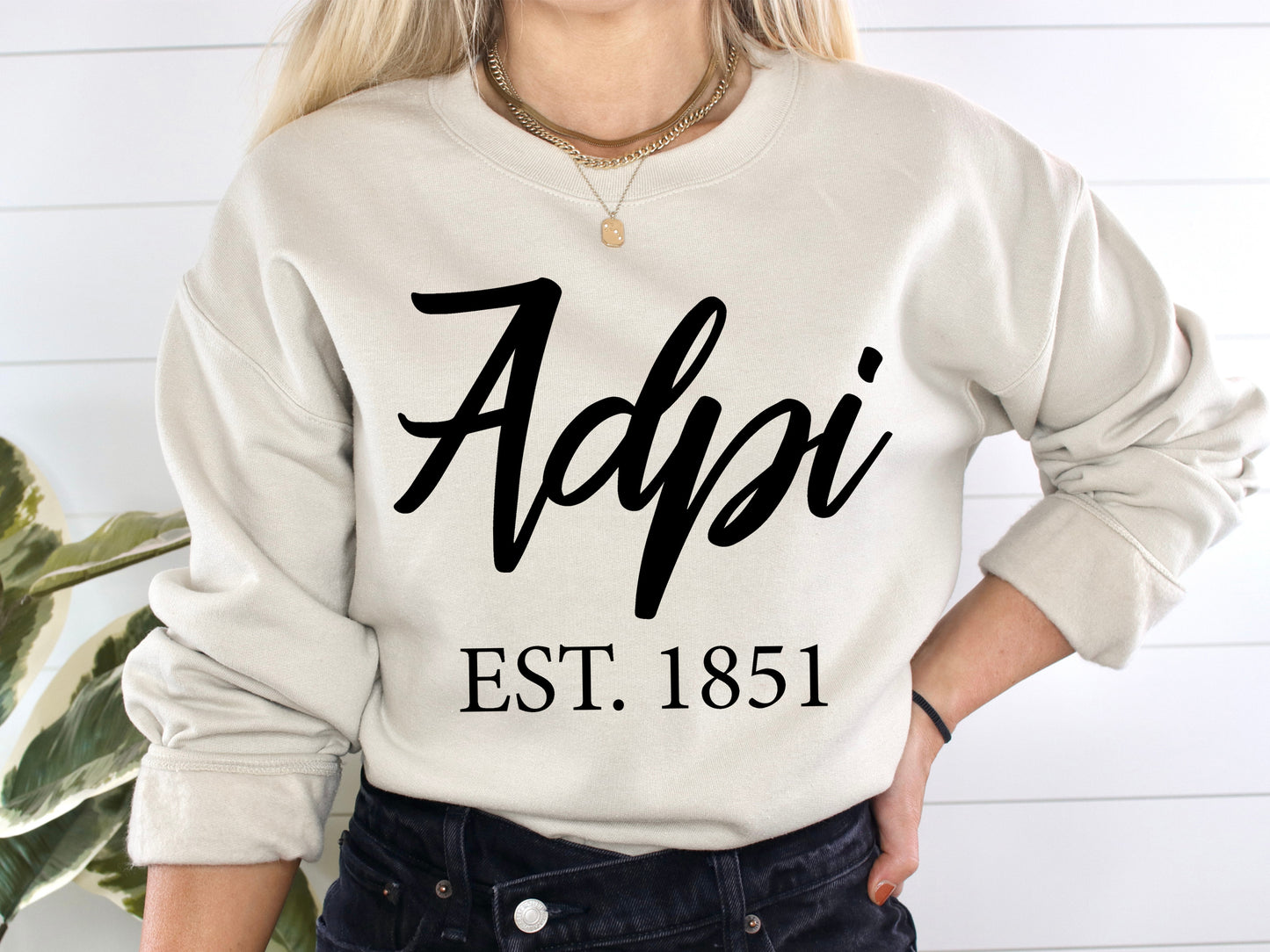 Alpha Delta Pi Black Flowy Sorority Sweatshirt _ 78g