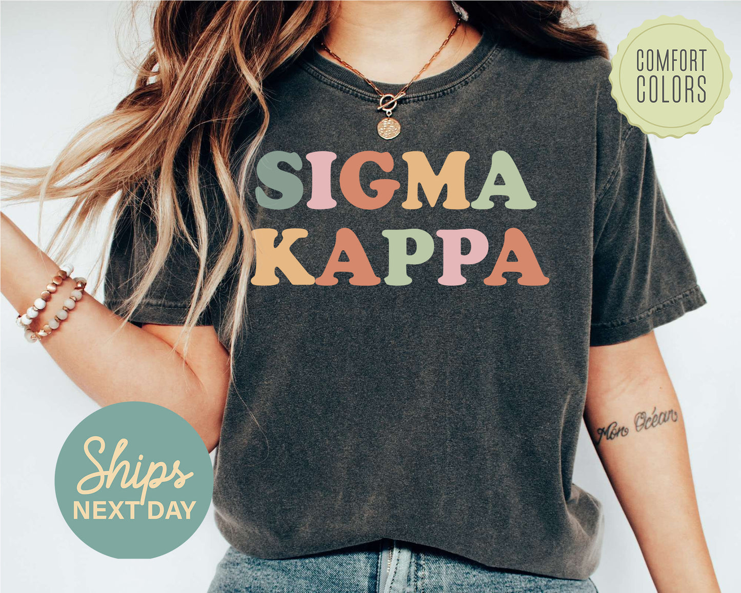 Sigma Kappa Bright and Proud Comfort Colors Sorority T-shirt _ 436g
