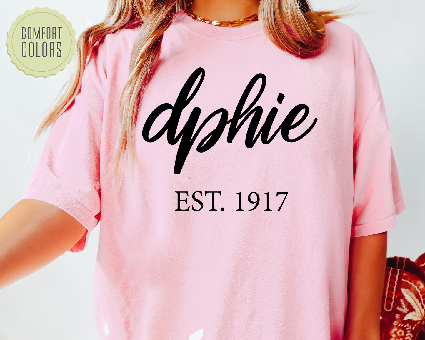 Delta Phi Epsilon Black Flowy Comfort Colors Sorority T-shirt _ 89g