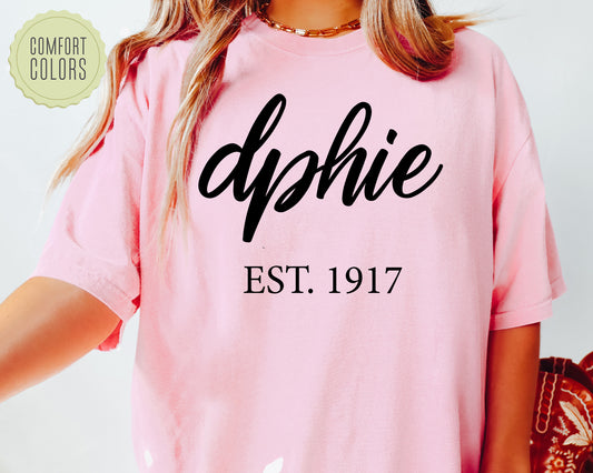 Delta Phi Epsilon Black Flowy Comfort Colors Sorority T-shirt _ 89g