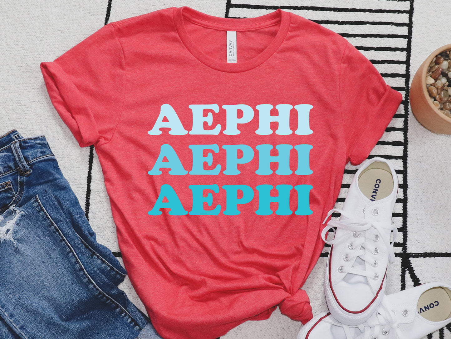 Alpha Epsilon Phi Touch of Blue Sorority T-shirt _ 2579g
