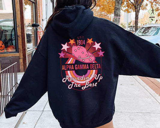 Alpha Gamma Delta Roundin' up the Best Sorority Hoodie _ 32897g