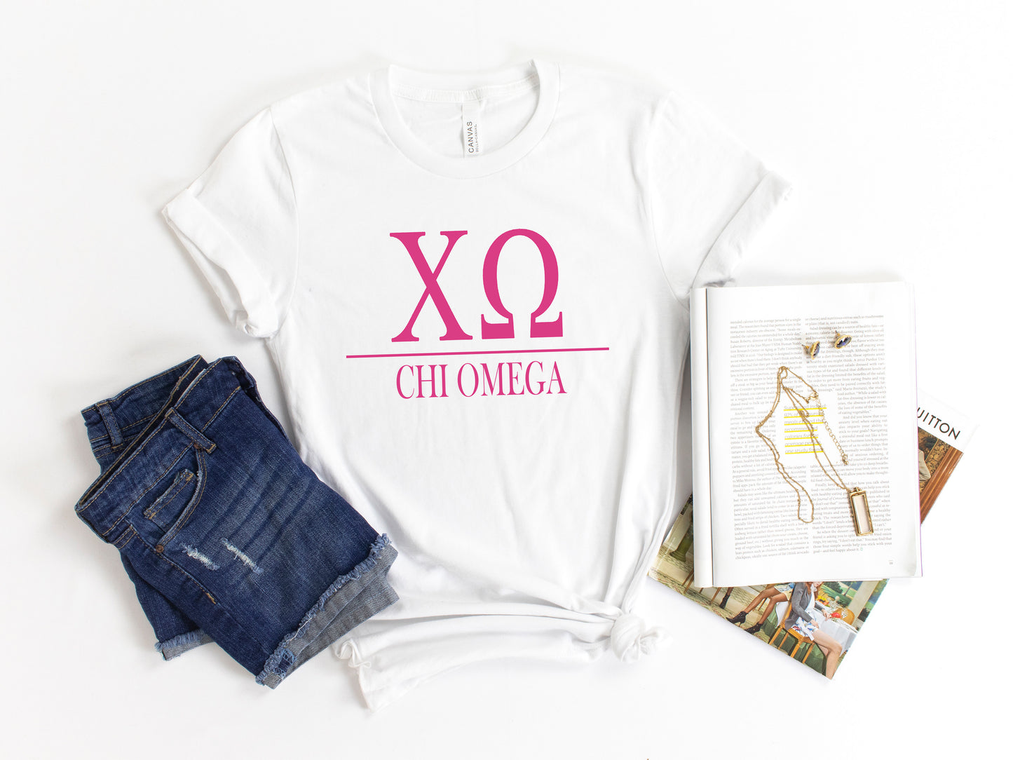 Chi Omega Loud Letters Sorority T-shirt _ 475g