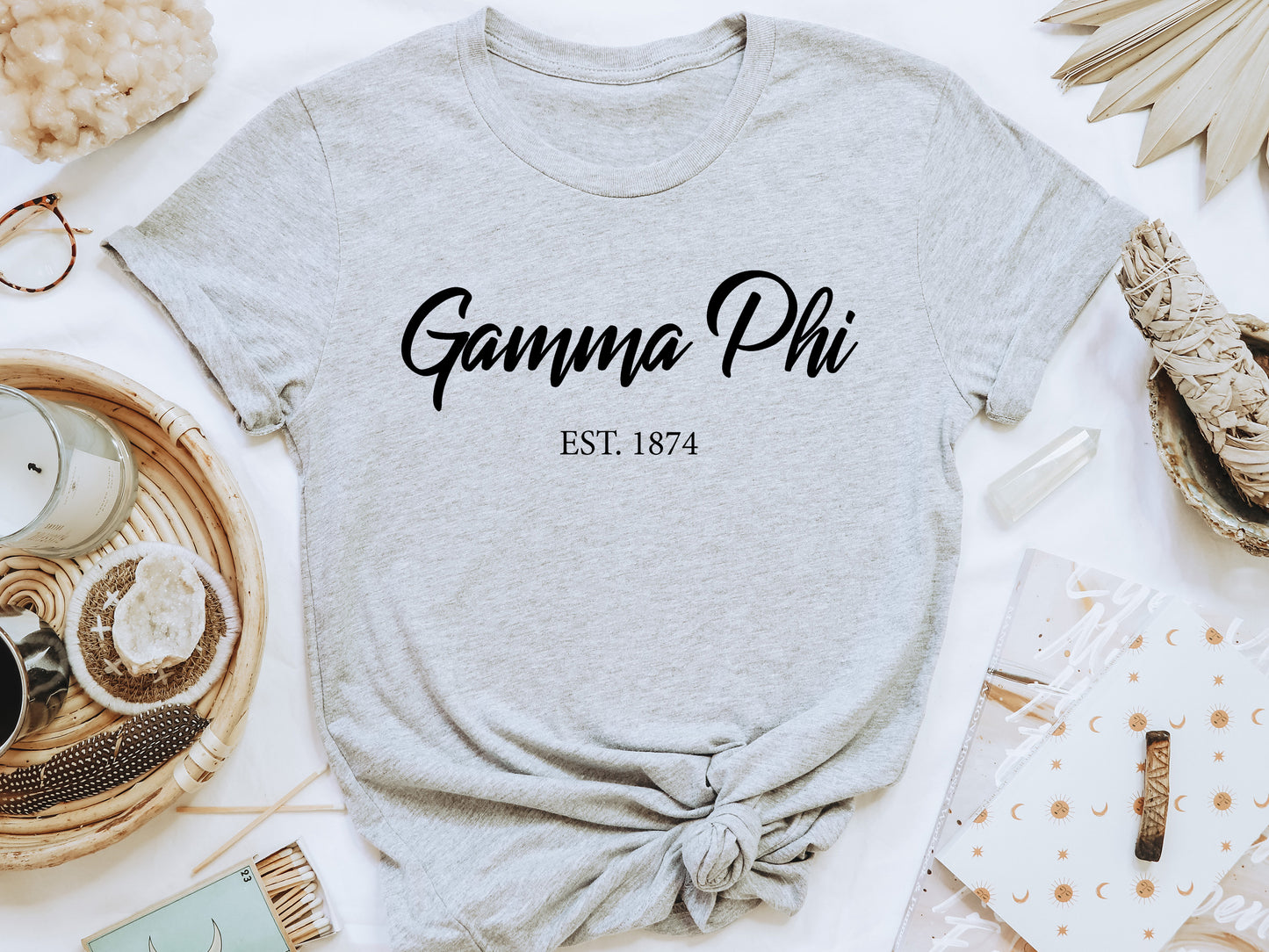 Gamma Phi Beta Black Flowy Sorority T-shirt _ 91g