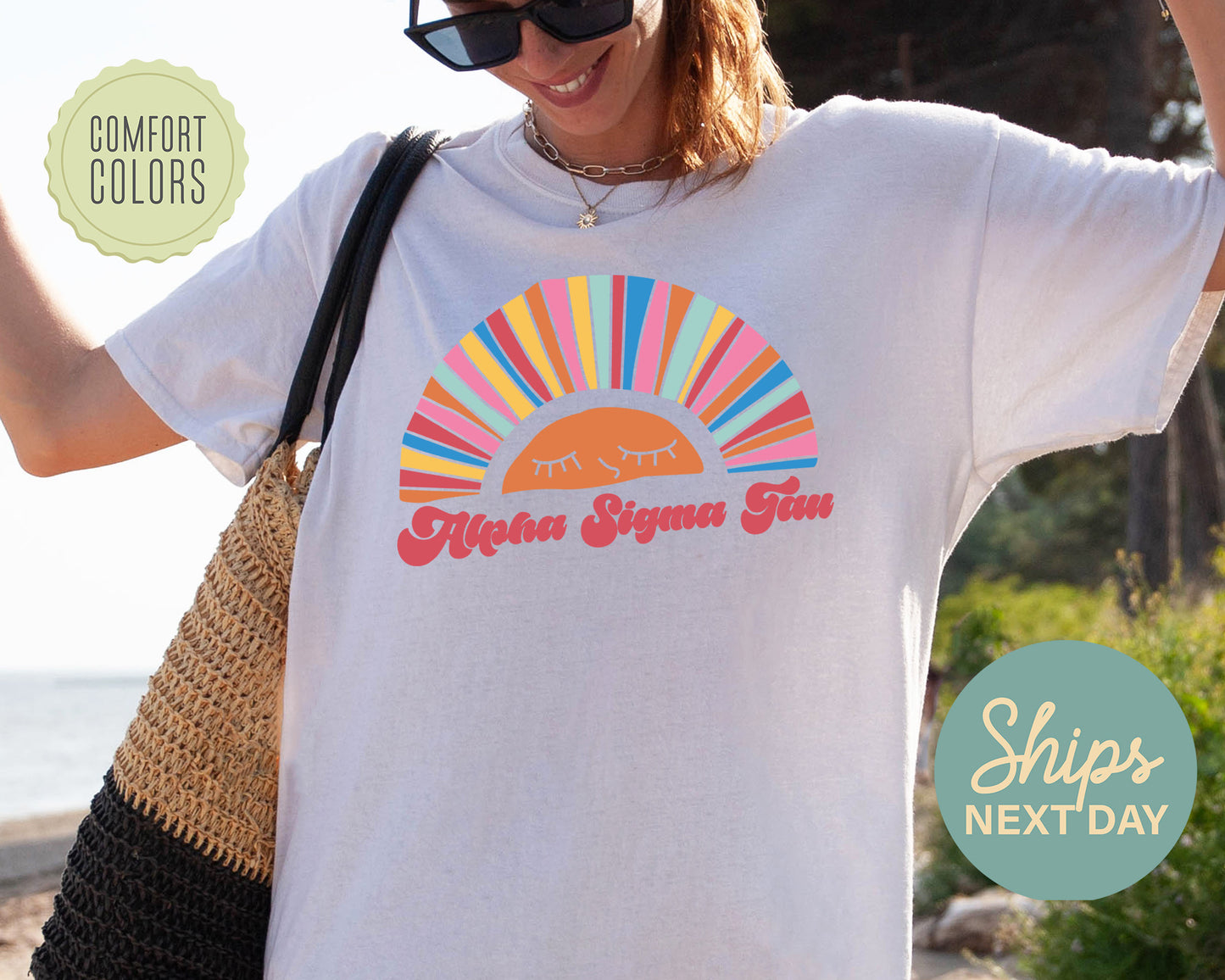Alpha Sigma Tau Sunshine Comfort Colors Sorority T-shirt _ 3314g