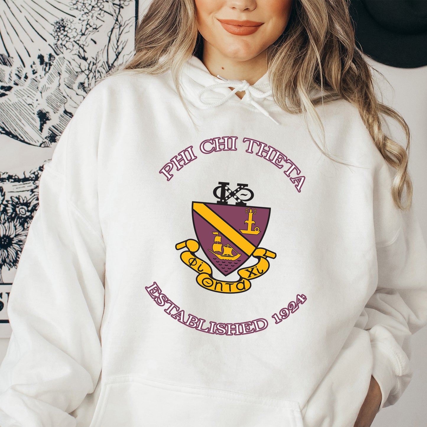 Phi Chi Theta Iconic Insignia COED Hoodie _ 35673g