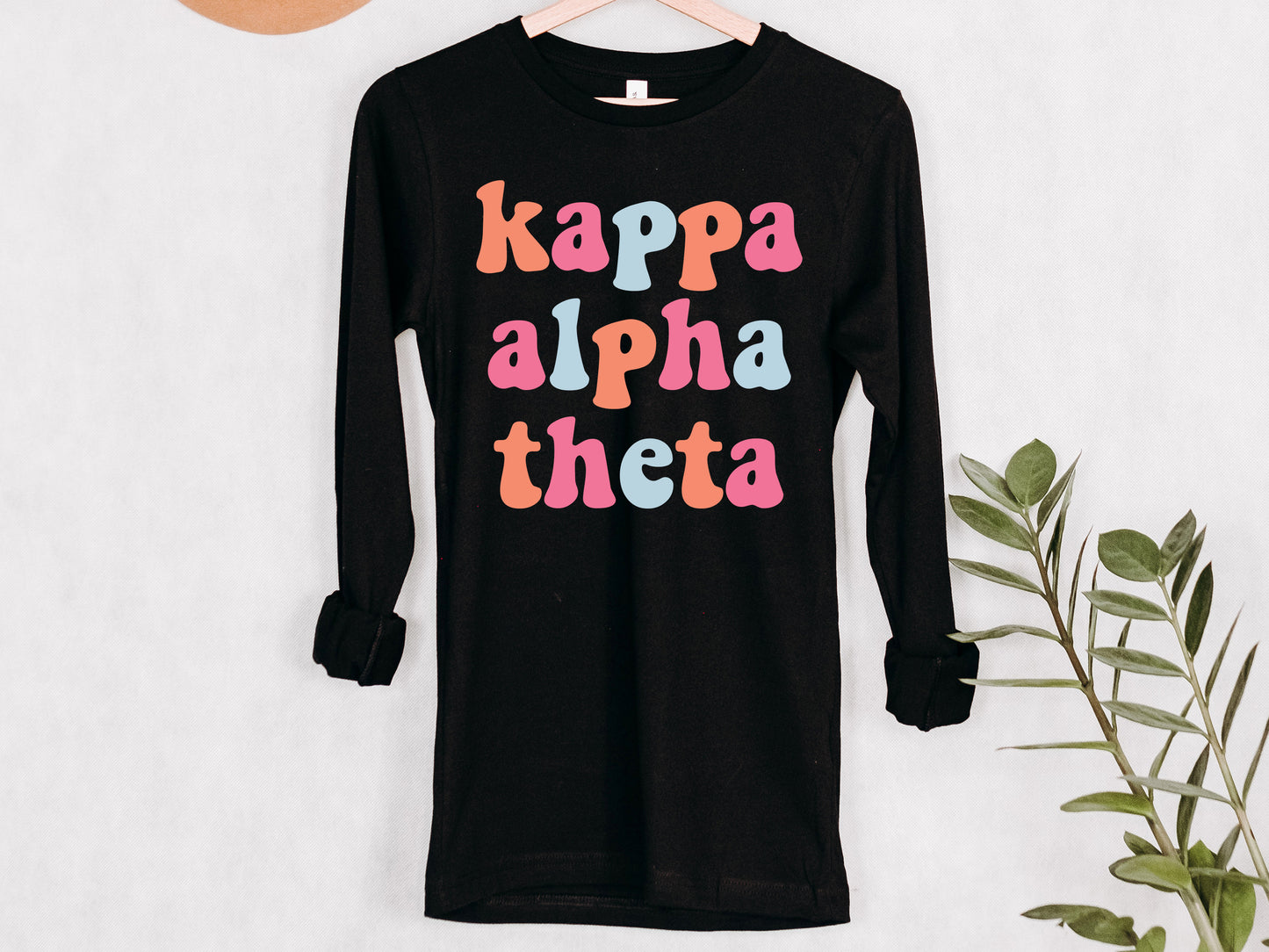 Kappa Alpha Theta Vividly Vibrant Sorority Long Sleeve T-shirt _ 3164g