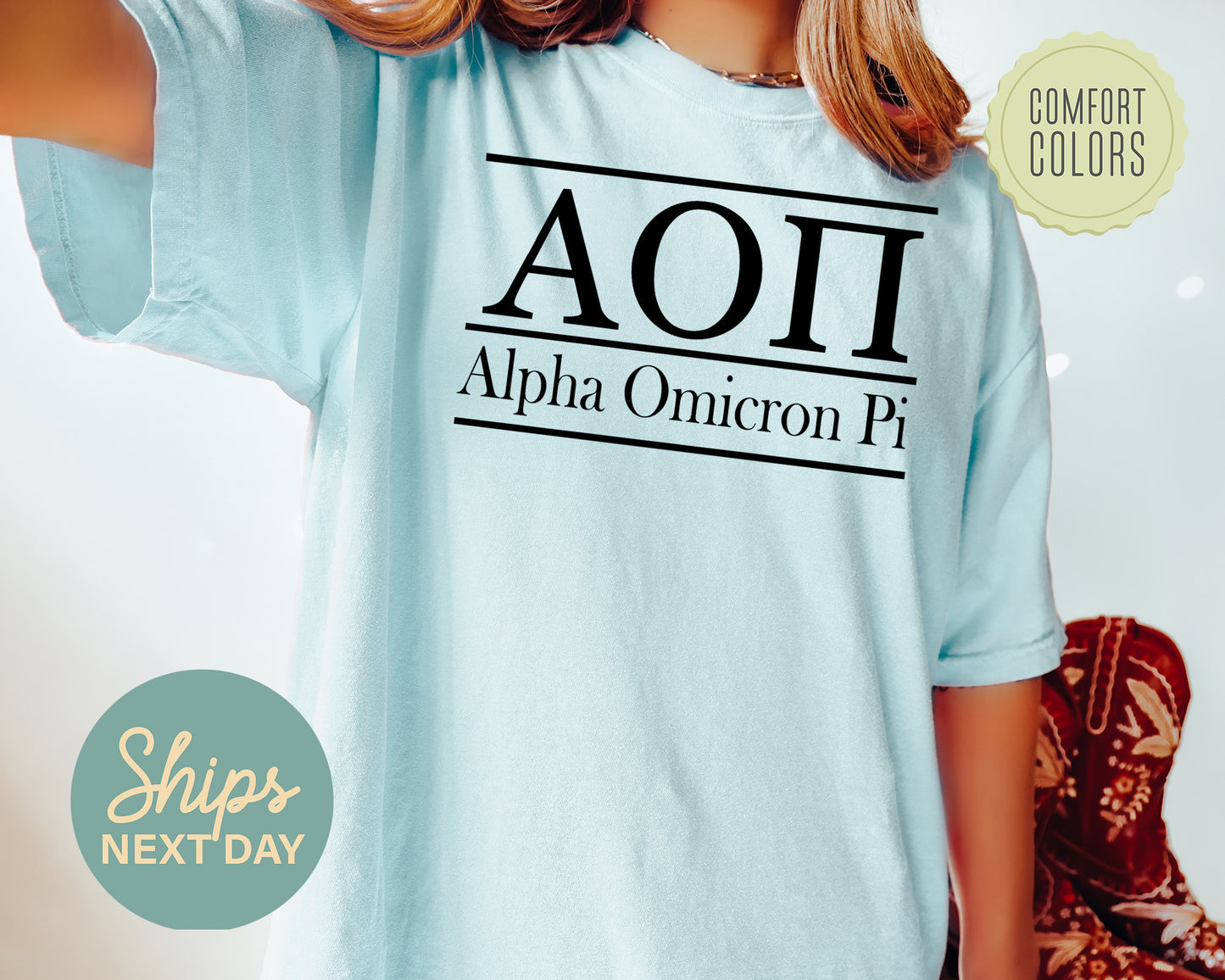 Alpha Omicron Pi Bold Statement Comfort Colors Sorority T-shirt _ 288g