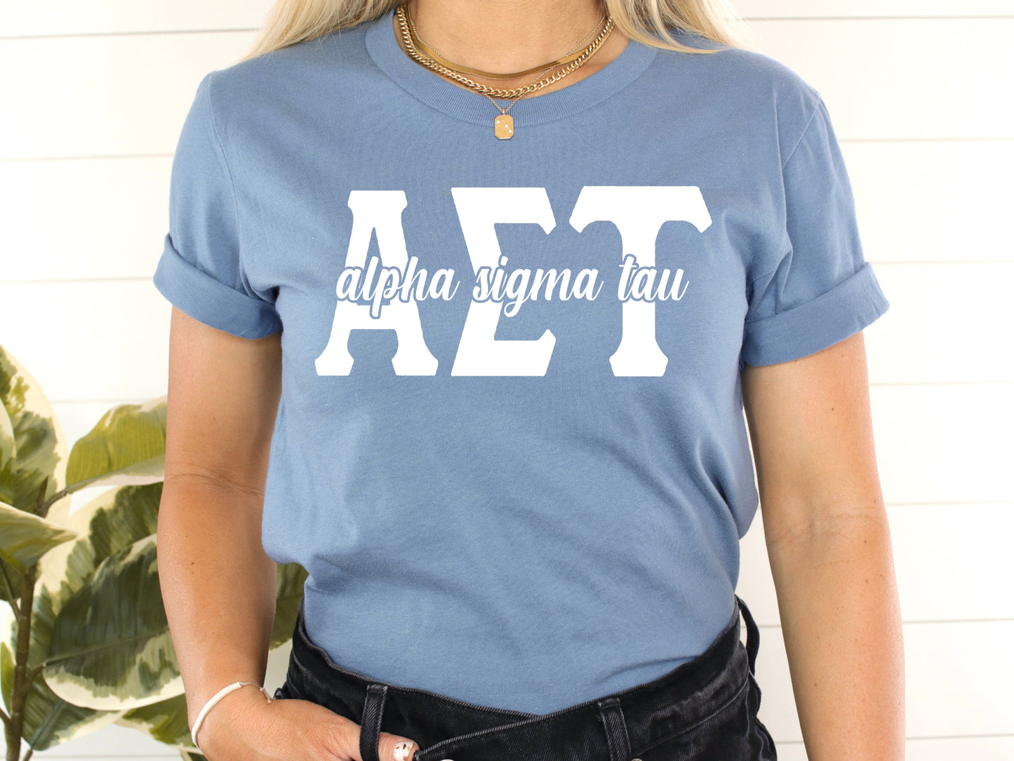 Alpha Sigma Tau Sliced White Letters Sorority T-shirt _ 2245g