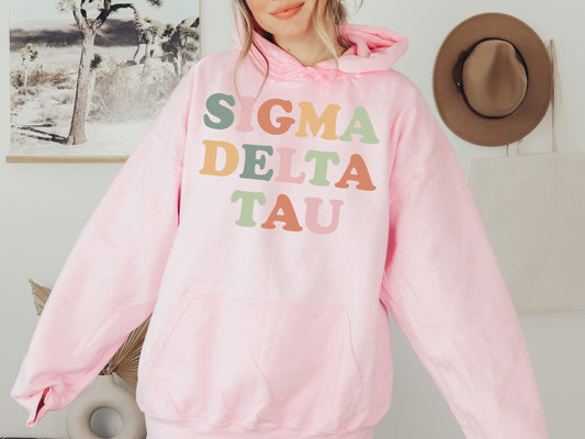 Sigma Delta Tau Bright and Proud Sorority Hoodie _ 435g