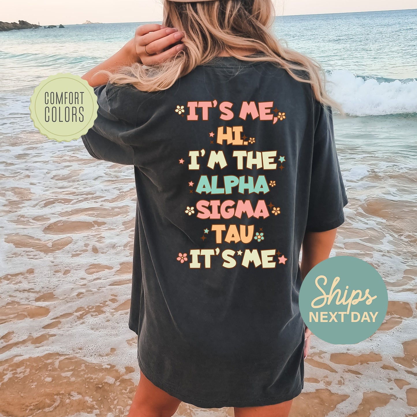 Alpha Sigma Tau Signature Chic Comfort Colors Sorority T-shirt _ 35972g