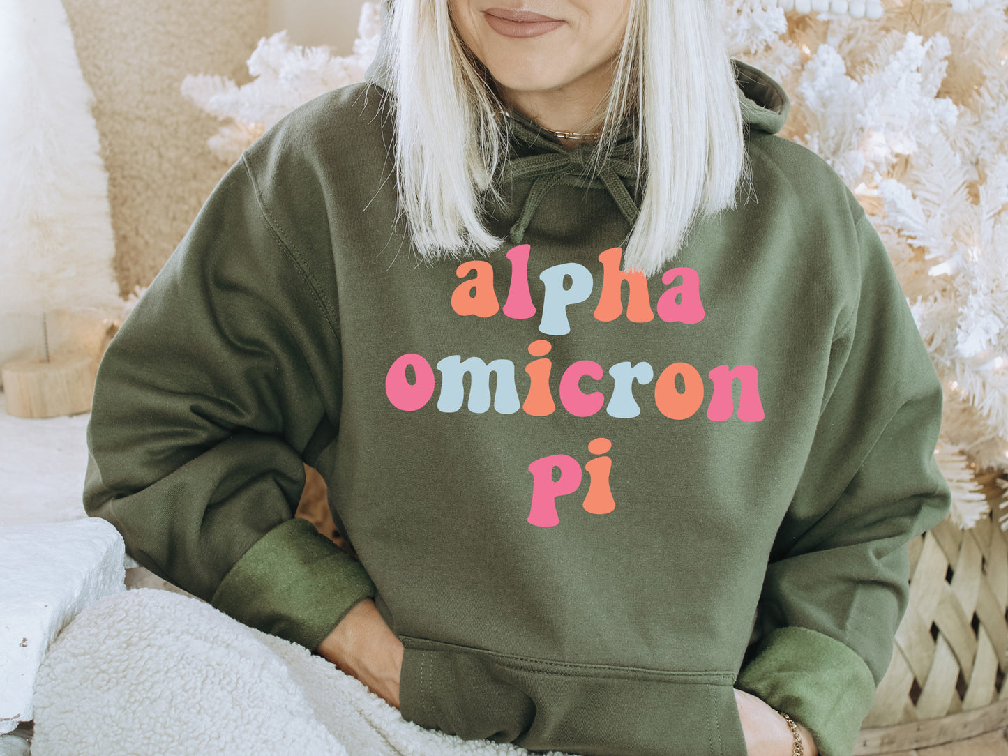 Alpha Omicron Pi Vividly Vibrant Sorority Hoodie _ 3153g