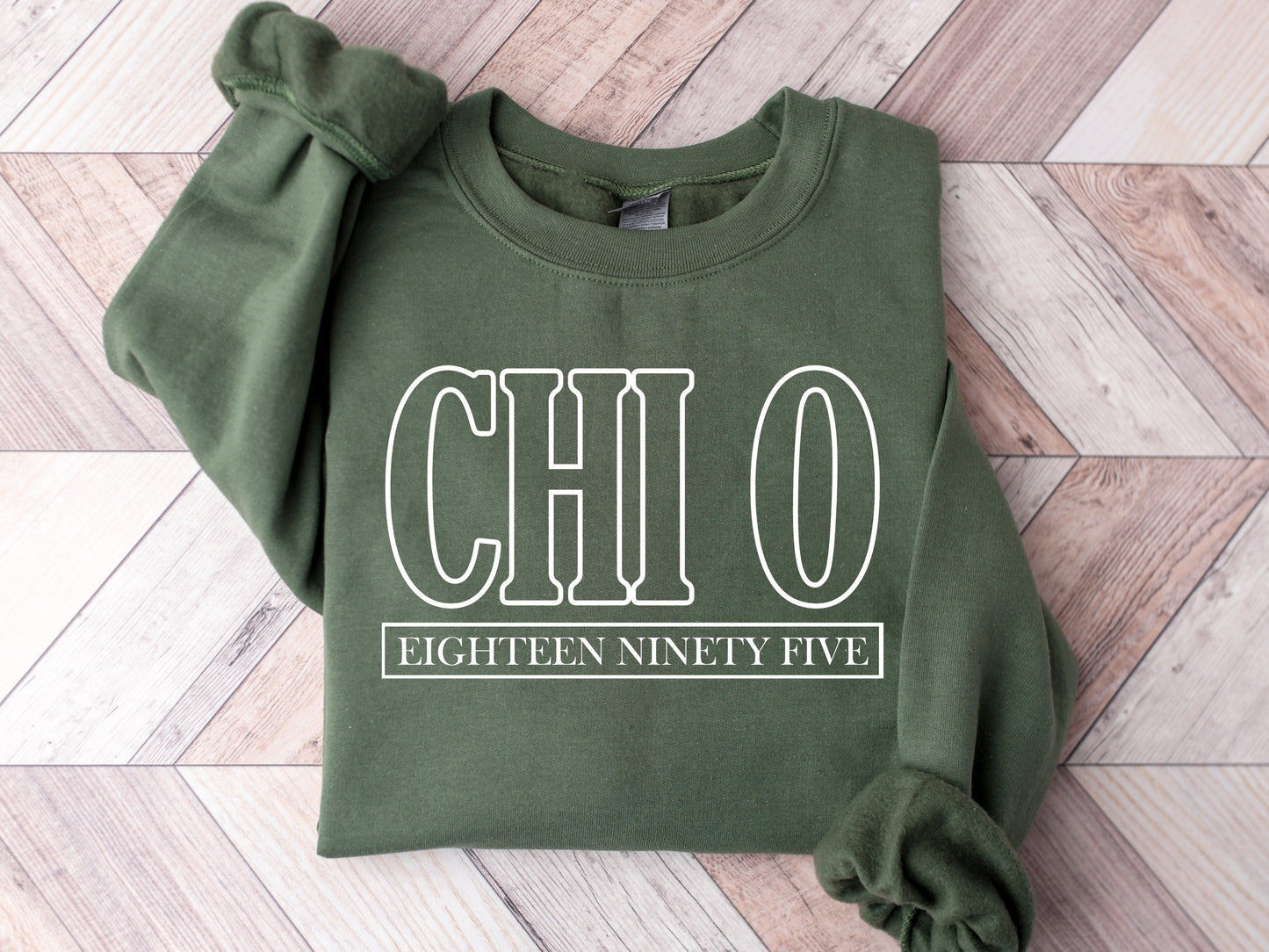 Chi Omega Stencil Stacked Sorority Sweatshirt _ 2143g