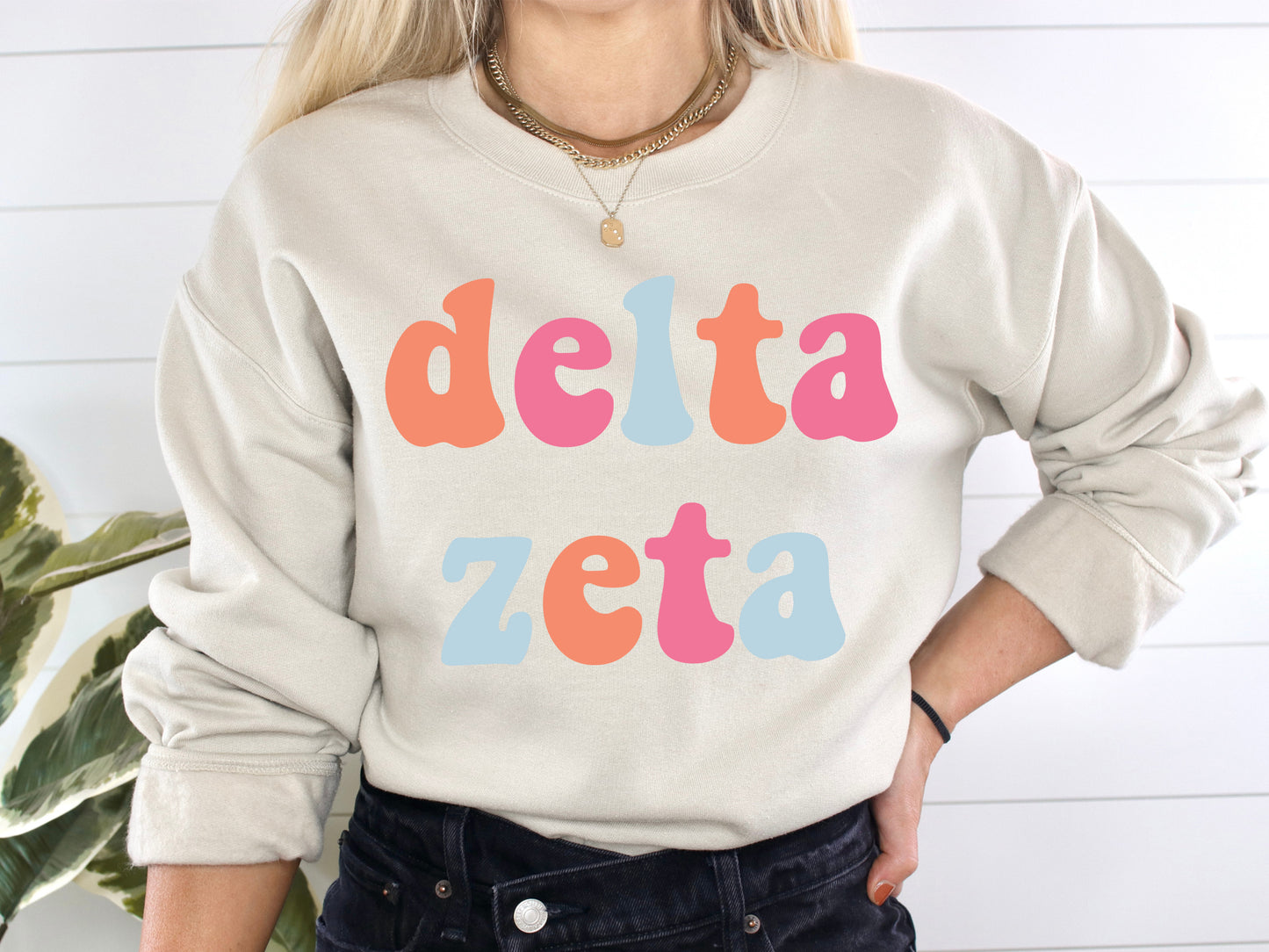 Delta Zeta Vividly Vibrant Sorority Sweatshirt _ 3162g