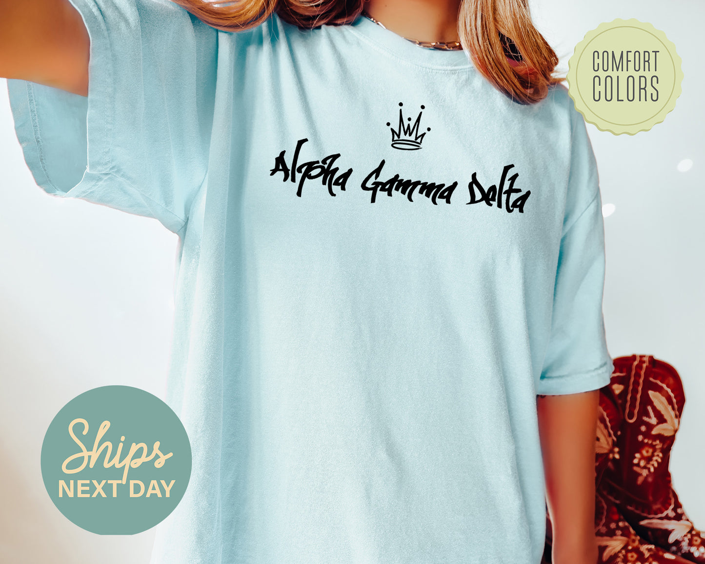 Alpha Gamma Delta Queen Comfort Colors Sorority T-shirt _ 2451g