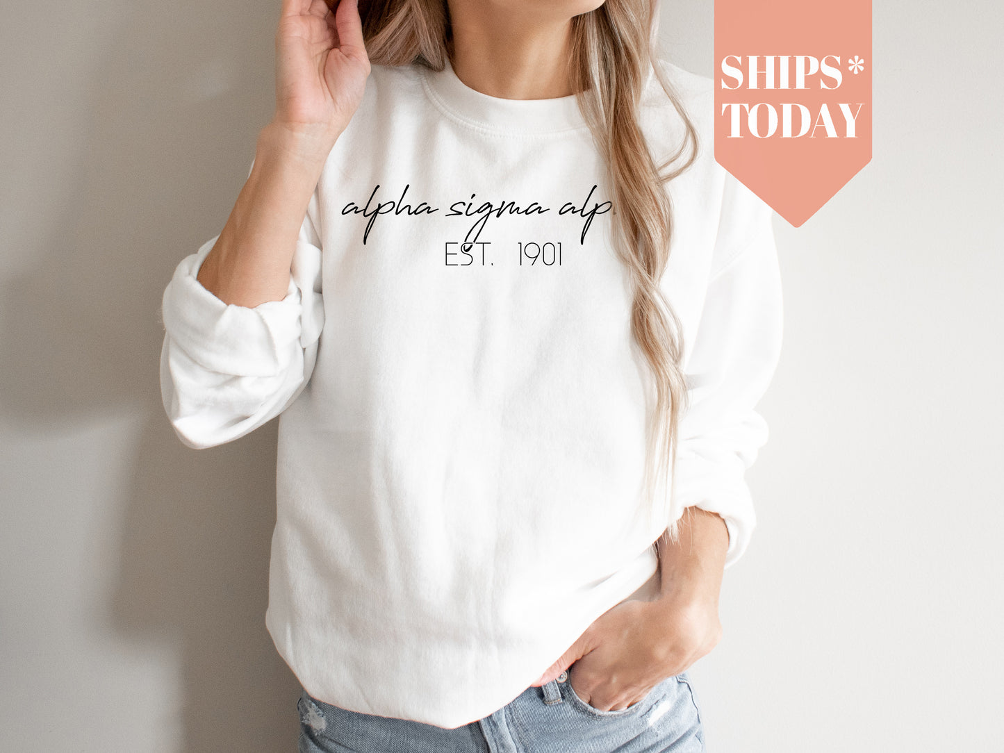 Alpha Sigma Alpha Black Calligraphy Sorority Sweatshirt _ 2323g