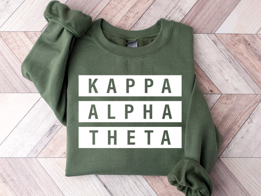 Kappa Alpha Theta Faded White Box Sorority Sweatshirt _ 3348g