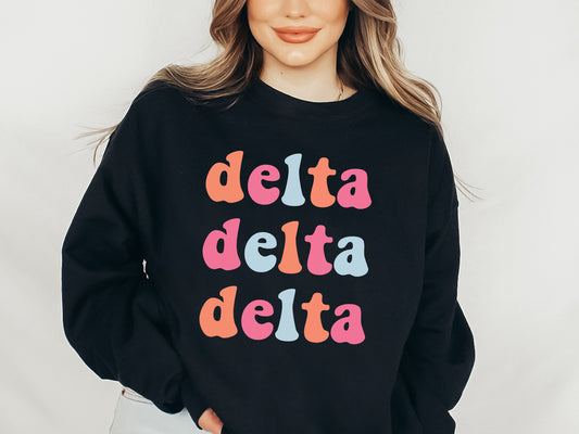 Delta Delta Delta Vividly Vibrant Sorority Sweatshirt _ 3159g