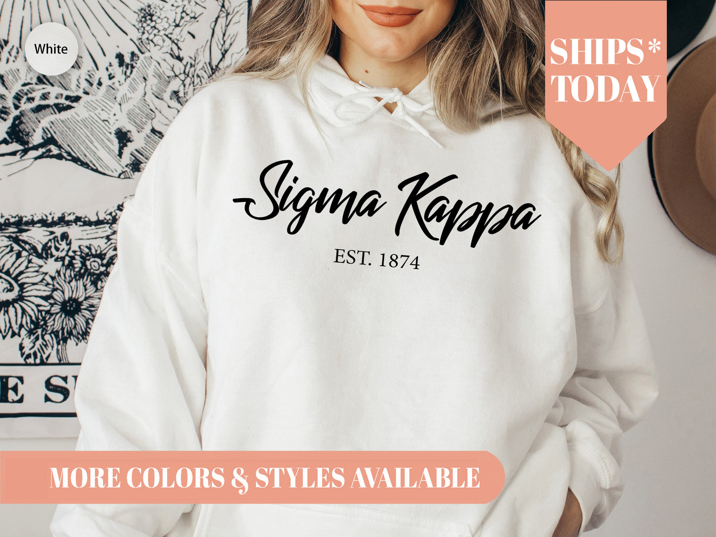 Sigma Kappa Black Flowy Sorority Hoodie _ 99g