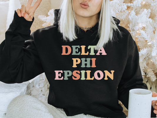 Delta Phi Epsilon Bright and Proud Sorority Hoodie _ 426g