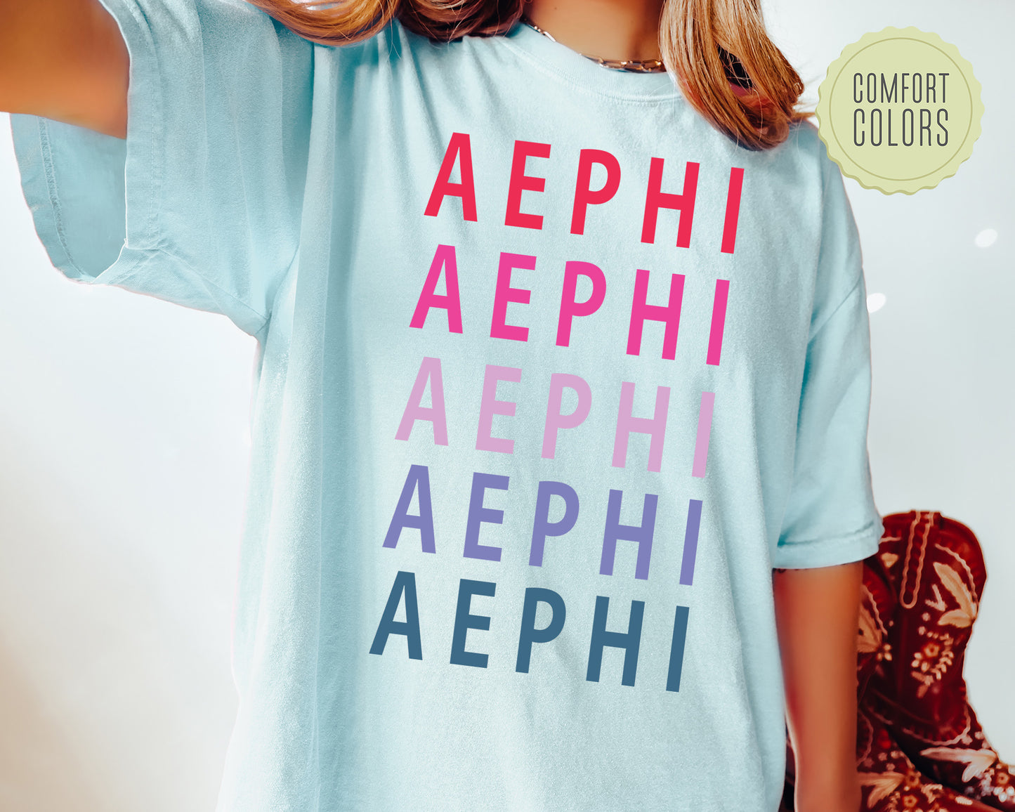 Alpha Epsilon Phi Bright and Stacked Comfort Colors Sorority T-shirt _ 2g