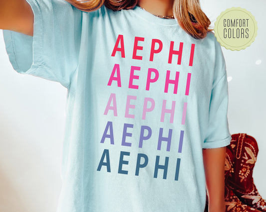 Alpha Epsilon Phi Bright and Stacked Comfort Colors Sorority T-shirt _ 2g