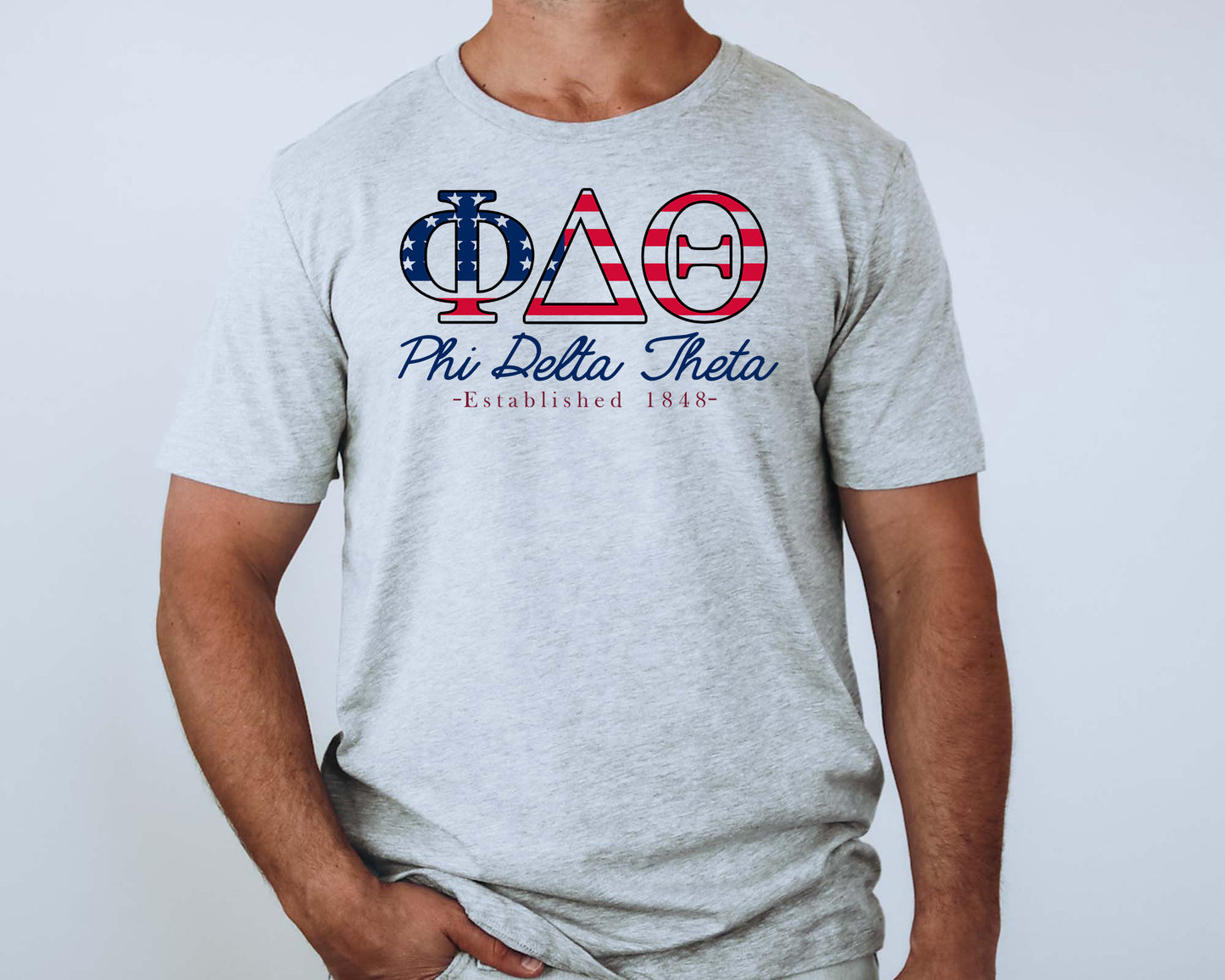 Phi Delta Theta American Flag Letters Fraternity T-shirt _ 1169g