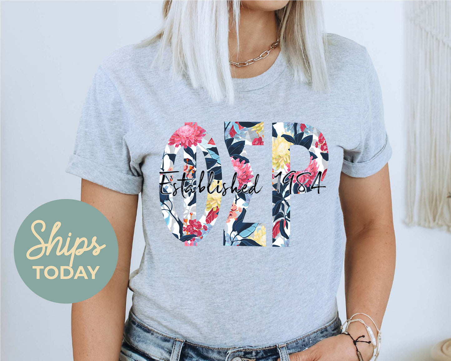 Phi Sigma Rho Floral Block Sorority T-shirt _ 3518g