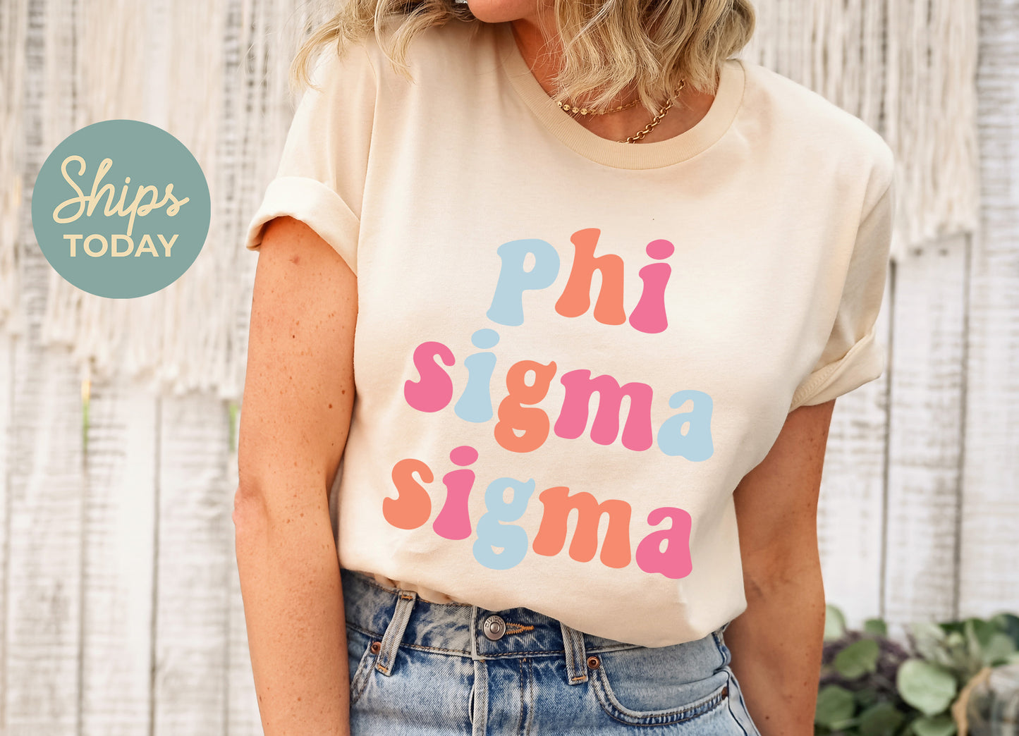 Phi Sigma Sigma Vividly Vibrant Sorority T-shirt _ 3168g