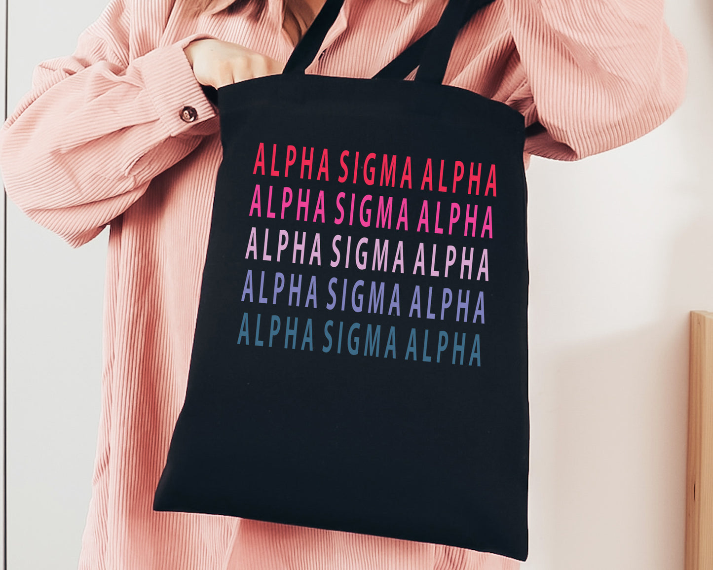 Alpha Sigma Alpha Bright and Stacked Sorority Tote Bag _ 34391g