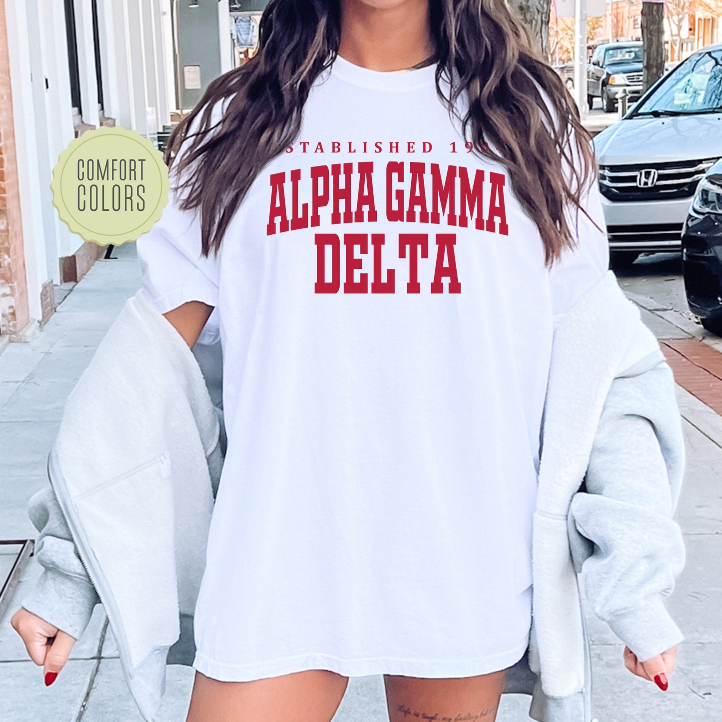 Alpha Gamma Delta Bold Letters Comfort Colors Sorority T-shirt _ 35123g